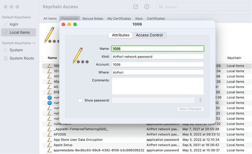 show password